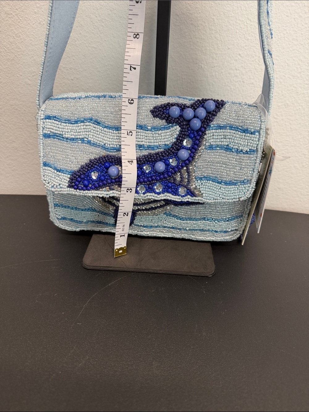 Handcrafted In India | Beaded Whale / Crab Ocean Motif w/ Matching Bag Charm - Picture 13 of 14